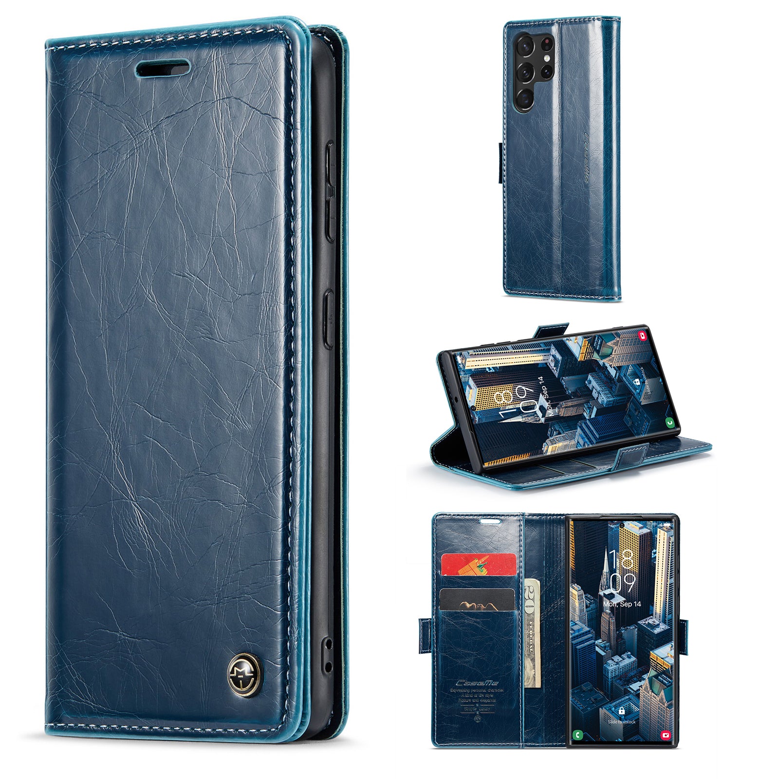 CASEME 003 Series For Samsung Galaxy S23 Ultra Well-protected Waxy Texture PU Leather Stand Case Magnetic Clasp Wallet Phone Cover CASEME 003 Series For Samsung Galaxy S23 Ultra Well-protected Waxy Texture PU Leather Stand Case Magnetic Clasp Wallet Phone Cover